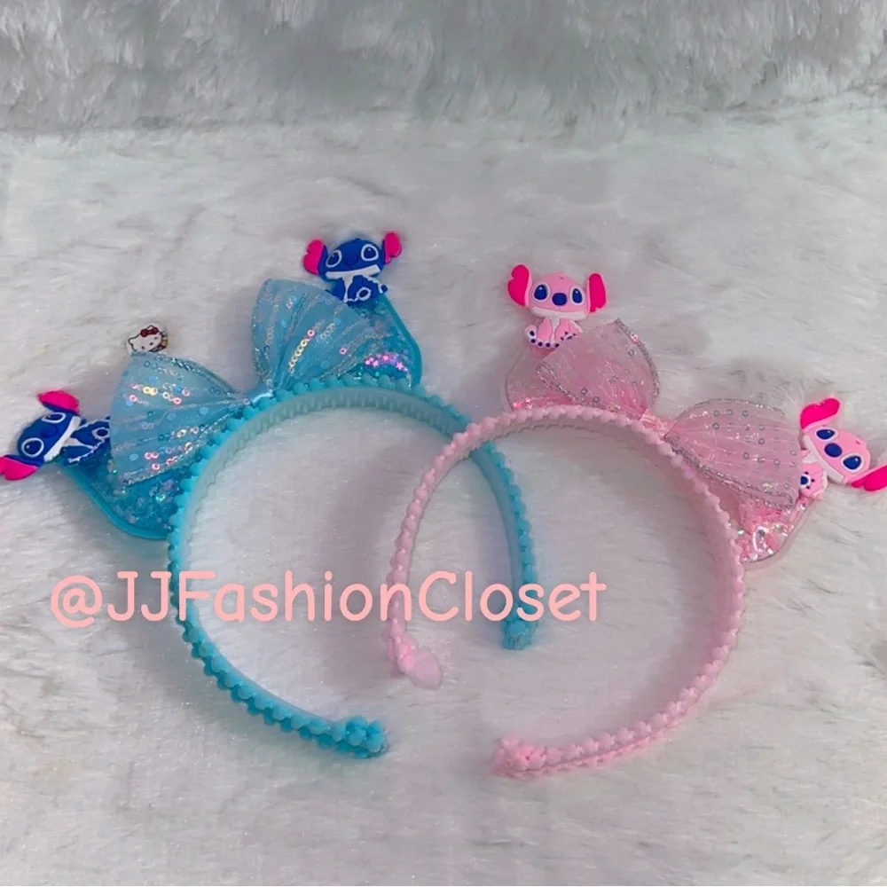 Angel and Stitch Blue and Pink Headbands